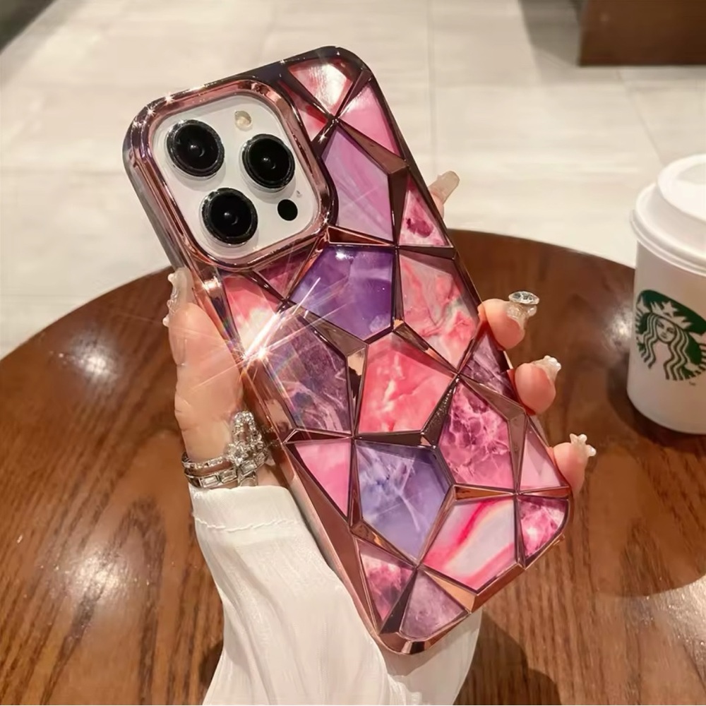 Stylish Pink and Purple iPhone 15 Pro Case